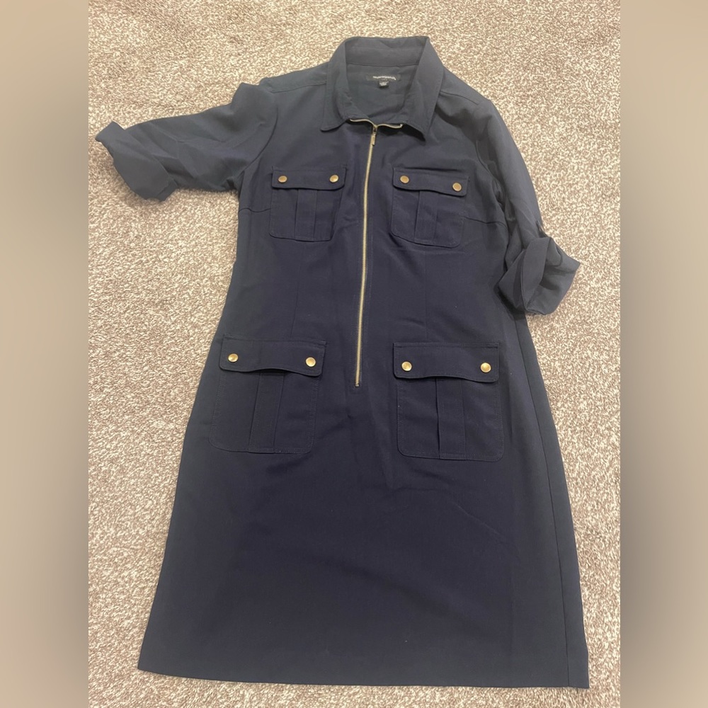 Navy Blue dress with gold accents